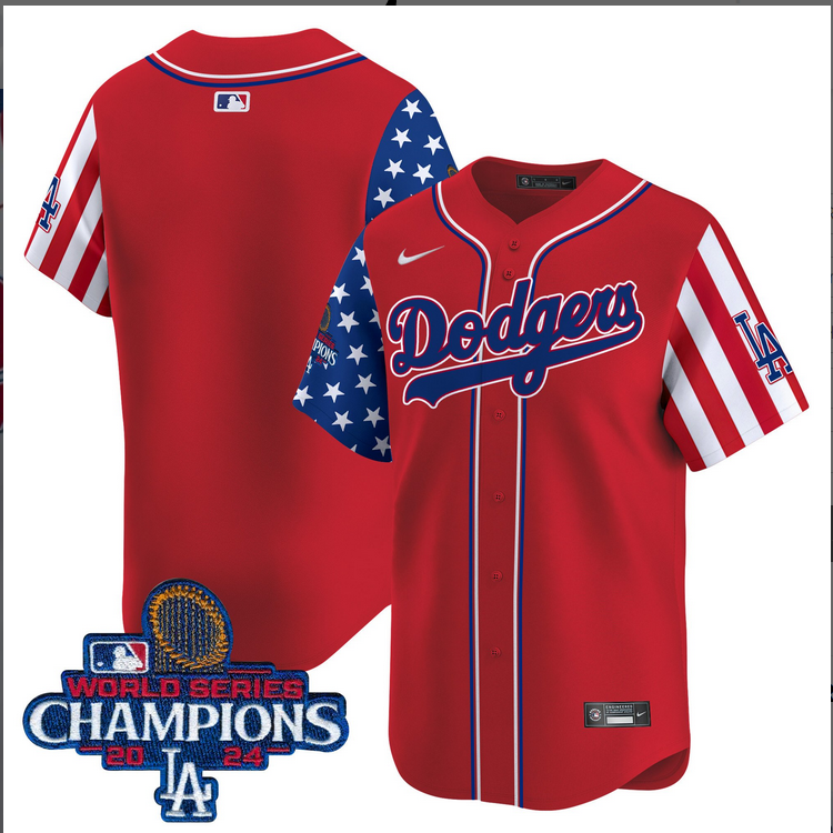 Men MLB Los Angeles Dodgers blank American Style red 2024 World Series Champions  Limited Jersey->los angeles dodgers->MLB Jersey